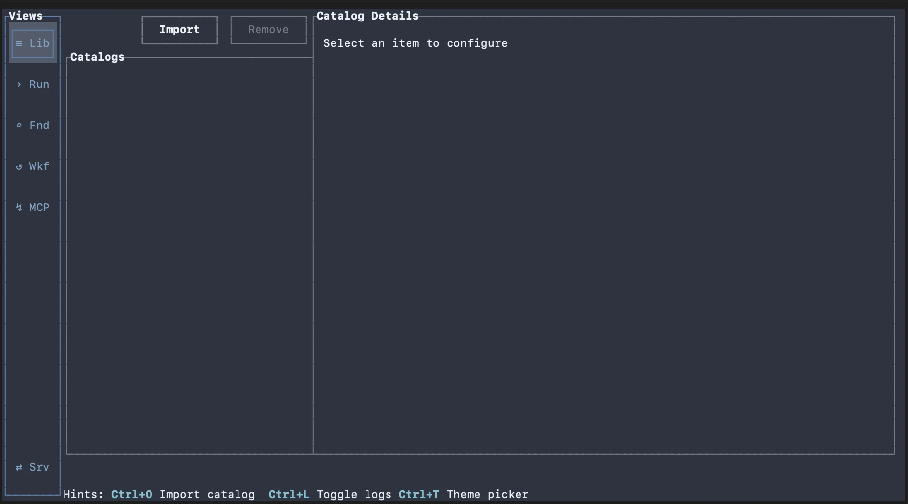 Catalog import and configuration flow