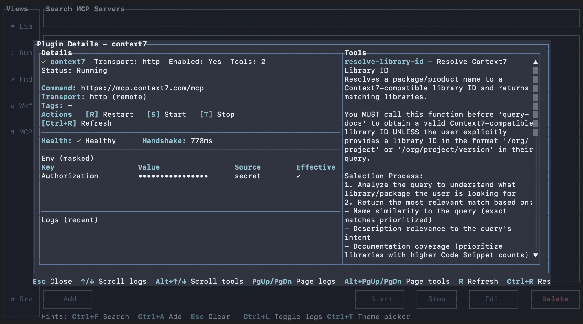 Oatty MCP plugin details view screenshot
