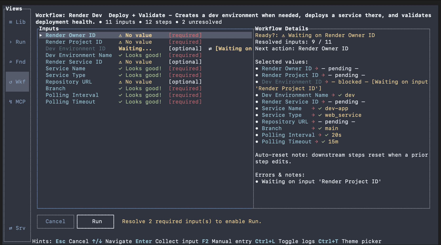 Workflow execution screenshot